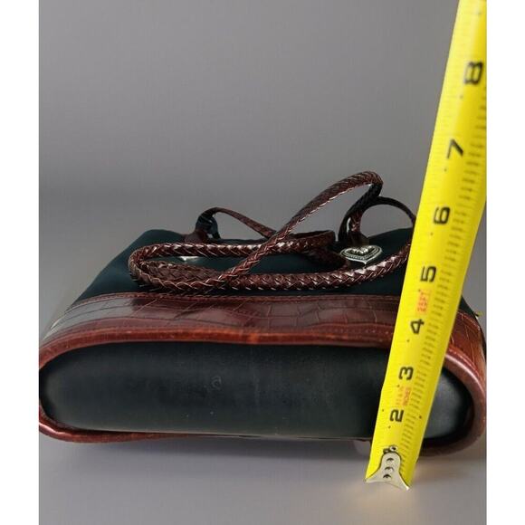 Vintage Brighton Black Leather Caroline Bucket Bag Purse Hearts Brown Croc Tote - Picture 7 of 16